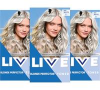 Schwarzkopf LIVE Blonde Perfector T1 Ice White (3 x 165 ml), pour une couleur blonde fraîche et claire, teinte semi-permanente avec effet anti-jaunissement, dure jusqu'à 28 lavages