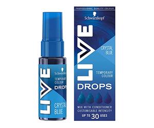 Schwarzkopf LIVE Color Drops Coloration semi-permanente pour cheveux, végétalien, 2 à 12 lavages, bleu cristal, 30 ml