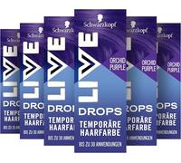 Schwarzkopf Live Color Drops Orchid Purple (6 x 30 ml), gouttes de couleur dosables pour un look personnalisé, teinture à mélanger avec l'après-shampooing, coloration temporaire dure jusqu'à 12