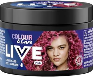 Schwarzkopf Live Colour & Care Pink Masque capillaire temporaire en 5 minutes pour booster la couleur et nourrir intensément en seulement 5 minutes, coloration lavable avec huile de noix de coco