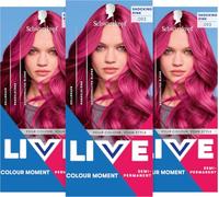 Schwarzkopf LIVE Colour Moment 093 Lot de 3 colorations semi-permanentes pour cheveux Rose vif, jusqu'à 15 lavages, formule végétalienne, sans ammoniaque