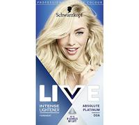 Schwarzkopf LIVE Intense Lightener, Coloration permanente pour cheveux blonds, avec booster d'huile éclaircissante, soulève les cheveux jusqu'à 8 niveaux - Platine absolue 00A