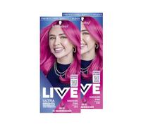 Schwarzkopf LIVE Lot de 2 colorations semi-permanentes ultra brillantes pour cheveux Rose vif 093 (2 x 80 ml), coloration pour des résultats intenses ou pastels, dure 12 à 15 lavages avec