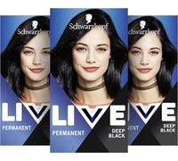 Schwarzkopf LIVE Lot de 3 colorations permanentes pour cheveux gris (3 x 142,5 ml) Noir profond 99