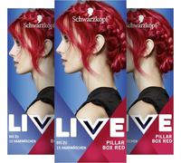 Schwarzkopf LIVE Lot de 3 colorations semi-permanentes ultra brillantes pour cheveux Rouge (3 x 142,5 ml) Pour des résultats intenses ou pastels Tenue 12 à 15 lavages Avec après-shampoing