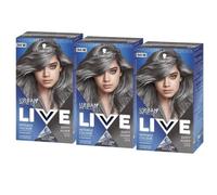 Schwarzkopf Live Metallic Shine Booster Permanent Hair Dye U72 Dusty Silver, 3pk