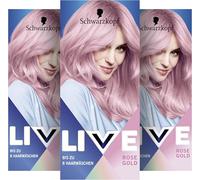 Schwarzkopf LIVE Pretty Pastels Lot de 3 colorations semi-permanentes pour cheveux P123 Or rose (3 x 142,5 ml), coloration dure jusqu'à 8 lavages, avec après-shampoing pour un soin intensif