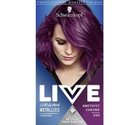 Schwarzkopf LIVE Urban Metallics Coloration permanente permanente permanente pour cheveux avec de l'huile de noix de coco pour des cheveux brillants - Améthyste Chrome U69