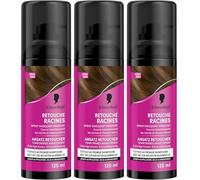 Schwarzkopf - Lot de 3 Retouche Racines Cheveux Blancs - Spray Masquant Temporaire Racines Cheveux - S’efface au premier shampooing - Châtain