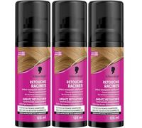 Schwarzkopf - Lot de 3 Retouche Racines Cheveux Blancs - Spray Masquant Temporaire Racines Cheveux - S’efface au premier shampooing - Blond Foncé