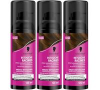 Schwarzkopf - Lot de 3 Retouche Racines Cheveux Blancs - Spray Masquant Temporaire Racines Cheveux - S’efface au premier shampooing - Châtain foncé