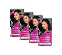 Schwarzkopf - Lot de 4 Kit Racines - Coloration Racines Cheveux Permanente - Enrichie d’une huile nourrissante - Couverture Cheveux Blancs - Retouche entre 2 Colorations - Noir R5