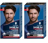 Schwarzkopf - Men Perfect - Gel Colorant Anti-Cheveux Blancs Homme - Coloration Cheveux Homme - Résultat Naturel - Application rapide et facile - Sans Ammoniaque - Brun Naturel 80 (Lot de 2)