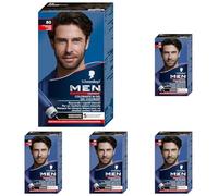 Schwarzkopf - Men Perfect - Gel Colorant Anti-Cheveux Blancs Homme - Coloration Cheveux Homme - Résultat Naturel - Application rapide et facile - Sans Ammoniaque - Brun Naturel 80 (Lot de 5)