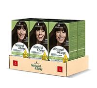 Schwarzkopf, Natural & Easy Lot de 6 teints capillaires permanents nourrissants avec huile d'olive et extrait de lavande, couverture de cheveux blancs, teinte 580 marron foncé naturel