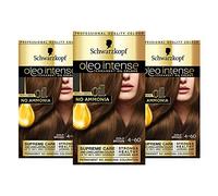 Schwarzkopf Oleo Intense Lot de 3 boîtes de coloration permanente à l’huile sans ammoniaque - Couvrance des cheveux blancs - Châtain doré 4-60