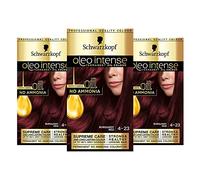 Schwarzkopf Oleo Intense Lot de 3 boîtes de coloration permanente à l’huile sans ammoniaque - Couvrance des cheveux blancs - Rouge bordeaux 4-23