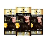 Schwarzkopf Oleo Intense Lot de 3 boîtes de coloration permanente à l’huile sans ammoniaque - Couvrance des cheveux blancs - Brun-Noir 2-10