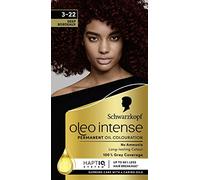 Schwarzkopf Oleo Intense Permanent Oil Color 3-22 Teinture capillaire bordeaux foncé, couverture 100% des cheveux gris, après-shampooing avec système HaptIQ, couleur longue durée, teinture capillaire