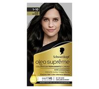 Schwarzkopf Oleo Suprême 1-10 Noir Intense - Coloration Permanente à l’Huile, Couleur & Éclat Longue Durée - Formule Sans Ammoniaque, Couvre 100% des Cheveux Blancs