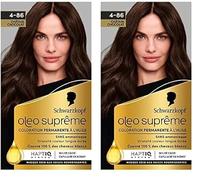 Schwarzkopf - Oléo Suprême - Châtain Chocolat - 4-86 - Coloration Permanente à l'Huile - Sans Ammoniaque - Intensité Couleur Longue Durée - Couvre 100% Des Cheveux Blancs - HAPTIQ Système (Lot de 2)