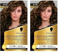 Schwarzkopf - Oleo Suprême - Coloration Permanente à l’Huile - Couleur et Eclat Longue Durée - sans Ammoniaque - Couvre 100% des Cheveux Blancs - HaptIQ Système - Blond Foncé 6-10 (Lot de 2)
