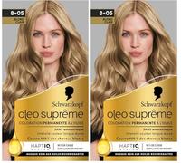 Schwarzkopf - Oleo Suprême - Coloration Permanente à l’Huile - Couleur et Eclat Longue Durée - sans Ammoniaque - Couvre 100% des Cheveux Blancs - HaptIQ Système - Blond Clair 8-05 (Lot de 2)