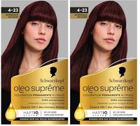 Schwarzkopf - Oleo Suprême - Coloration Permanente à l’Huile - Couleur et Eclat Longue Durée - sans Ammoniaque - Couvre 100% des Cheveux Blancs - HaptIQ Système - Bordeaux Velours 4-23 (Lot de 2)