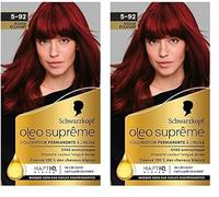 Schwarzkopf - Oleo Suprême - Coloration Permanente à l’Huile - Couleur et Eclat Longue Durée - sans Ammoniaque - Couvre 100% des Cheveux Blancs - HaptIQ Système - Rouge éclatant 5-92 (Lot de 2)