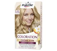 Schwarzkopf Palette Coloration Crème Soin Cheveux Matures 9-40 Blond Très Clair Beige - Coloration Permanente à l'Huile de Noyau d’Abricot - Couvre 100% des Cheveux Blancs
