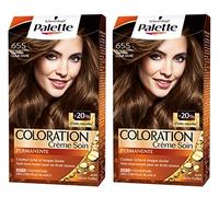 Schwarzkopf Palette, Coloration Permanente Cheveux, Crème Soin, Couvre 100 Pour cent des Cheveux Blancs, Tenue 8 semaines, Chatain Clair Dore 655, 1 Unité