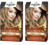 Schwarzkopf - Palette - Coloration Permanente Cheveux - Crème Soin - Couvre 100% des Cheveux Blancs - Tenue 8 semaines - Blond Clair Sablé 386 (Lot de 2)