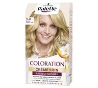 Schwarzkopf - Palette - Coloration Permanente - Crème Soin Cheveux Matures - Couvre 100% des Cheveux Blancs - Couleur Nuancée Longue Durée - Huile de Noyau d’Abricot - Blond Très Clair 9-0