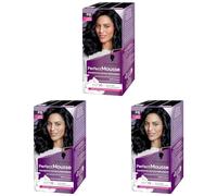 Schwarzkopf - Perfect Mousse - Coloration Cheveux - Mousse Permanente sans Ammoniaque - Masque Soin 96% d'ingrédients d'origine naturelle - Noir Glacé 210 (Lot de 3)