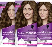 Schwarzkopf Perfect Mousse Coloration mousse permanente 665/6-65 Chocolat clair (93 ml) Coloration pour cheveux avec couverture parfaite des cheveux blancs, coloration pour un soin intense et une
