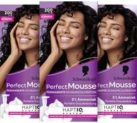 Schwarzkopf Perfect Mousse Lot de 3 tubes de mousse permanente 200 niveaux 3 | Noir | Lot de 3 | 3 x 93 ml