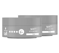 Schwarzkopf TAFT Cire coiffante mate (2 x 75 ml) pour une finition mate avec une tenue longue durée, douce pour les cheveux et le cuir chevelu, végétalienne, cire coiffante