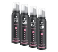 Schwarzkopf Taft Mousse coiffante pour cheveux secs et abîmés (150 ml), degré de tenue 5, mousse pour cheveux secs et abîmés, mousse capillaire avec douceur semblable au cachemire, formule (Lot de 4)