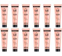 Schwarzkopf Taft x Gliss Lot de 12 crèmes lissantes Sleeky Smooth pour cheveux lisses sans fer à lisser, avec protection supplémentaire du sèche-cheveux et anti-frisottis, 150 ml
