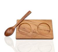 Schwarzwald Spirit Soucoupe pour Moulins à Épices - Plateau Bois d'Acacia pour Salière et Poivrier avec Cuillère de Remplissage, Rangement et Organisation de Cuisine