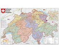 Schweiz Postleitzahlen 1 : 400 000. Wandkarte Laminiert Poster