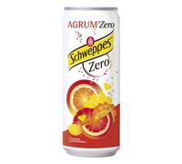 Schweppes Agrum Zéro 24 x 33 cl. De boissons gazeuses avec des arômes naturels et des édulcorants.