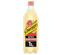 SCHWEPPES - Boisson Pétillante Zéro Sucre aux Agrumes, Rafraîchissement Légèrement Acidulé (Bouteille 1L) - Le lot de 4