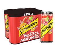 SCHWEPPES - Boisson Zéro Sucre aux Agrumes, Saveur Rafraîchissante et Légère (Pack 6 x 33cl)