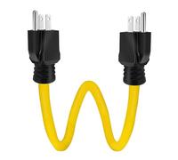 Schweres Outdoor Verlängerungskabel - 5-15P Stecker Auf Stecker | 60cm Schwer Entflammbares Stromkabel, 3-adriger Adapter für Baustelle Garage Werkstatt und Keller Wetterfest 110V-130V Schwarz