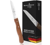 Schwertkrone Couteau à Éplucher, Lame en Acier Inoxydable 9cm, Manche en Bois de Cerisier, Finition Premium Solingen