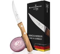 Schwertkrone Couteau de Cuisine 3 Pouces - Acier Inoxydable et Manche en Bois d'Olivier, Parfait pour Fruits et Légumes