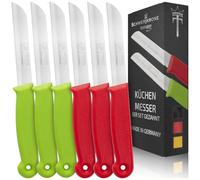 Schwertkrone Ensemble de 6 Couteaux Multicolores en Acier Solingen avec Lame Dentelée 8,5cm - Idéal pour Fruits, Légumes, Viande