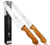 Schwertkrone Ensemble de Couteaux de Chef 20cm, Acier Solingen, Manche en Bois d'Olivier, Set de 2 pour Cuisine Pro