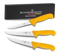 Schwertkrone Ensemble de Couteaux Professionnels Solingen - Kit Boucherie 3 Pièces, Couteau à Désosser et Couteaux à Viande, Acier Inoxydable
